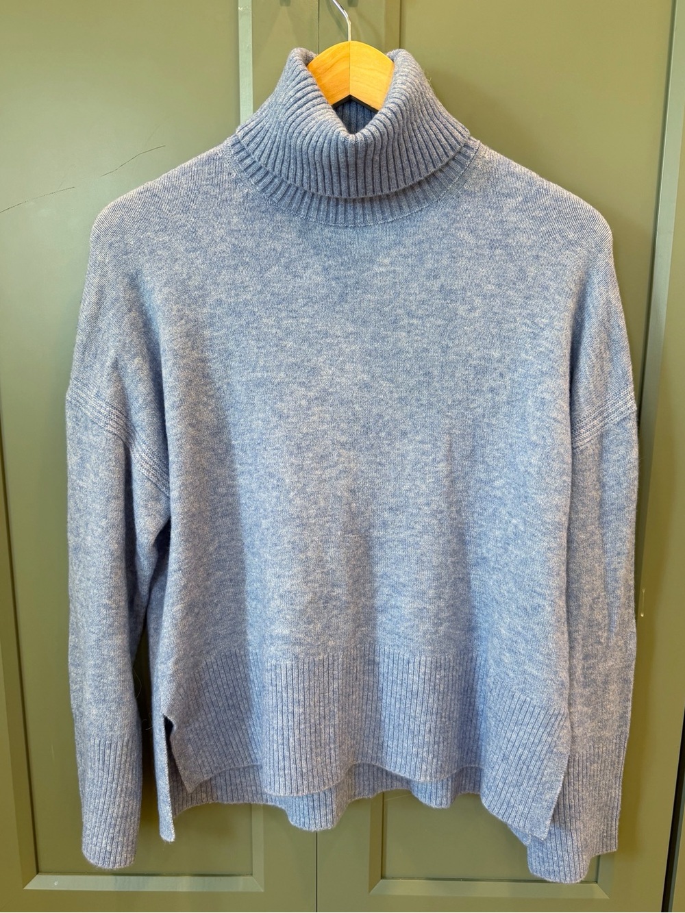 J. Crew Classic Light Blue Heathered Turtleneck Sweater